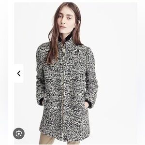 J.Crew Lodge Coat in speckled boucle-ivory/black Size 2
